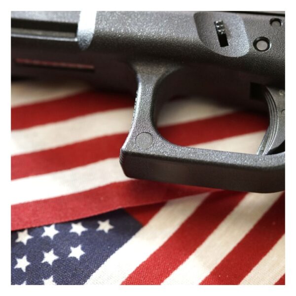 Gun on American flag